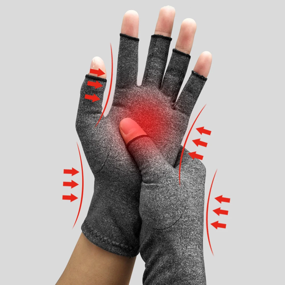 

1 Pair Women Men Cotton Elastic Hand Arthritis Joint Pain Relief Gloves Therapy Open Fingers Compression Gloves~