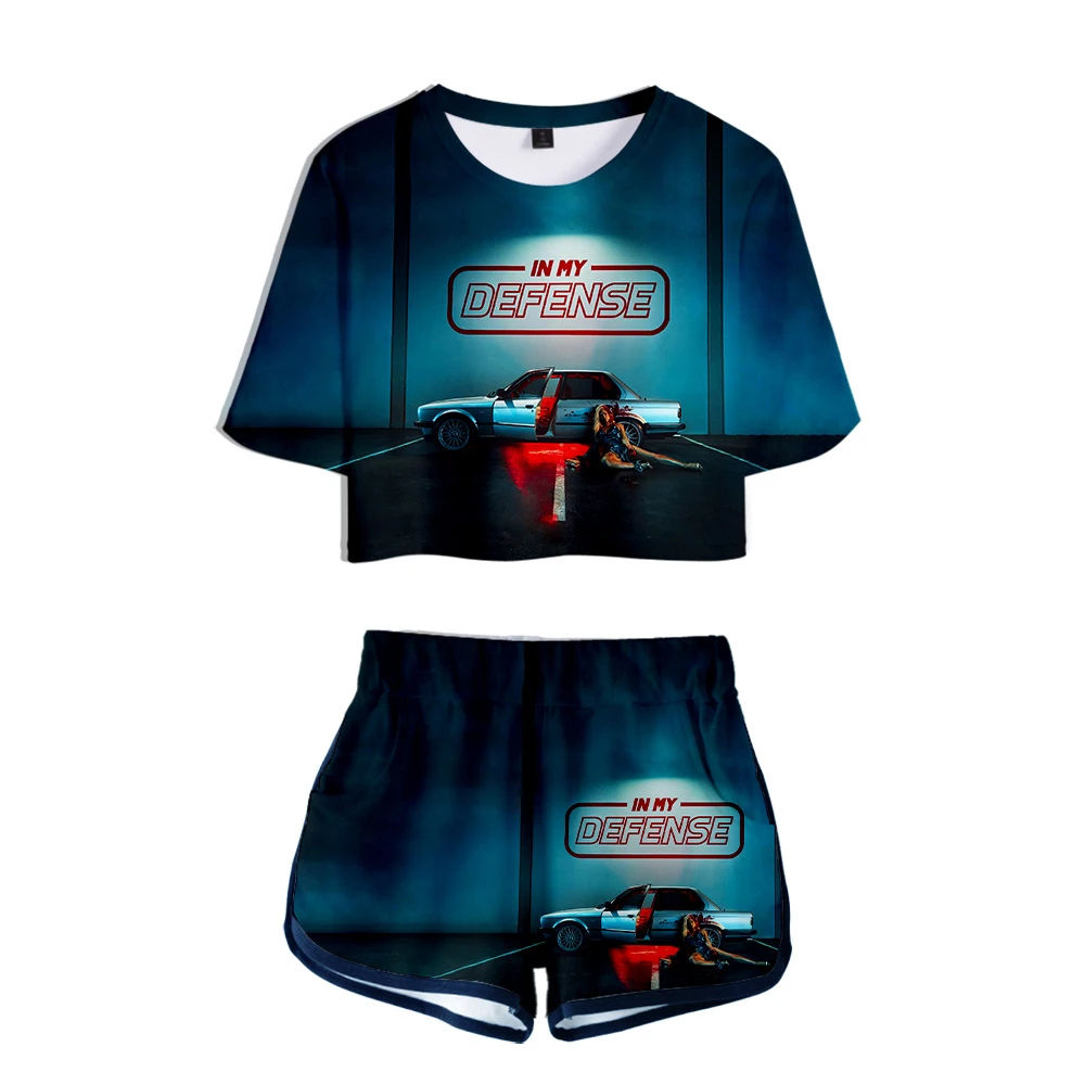 

Rapper singer Iggy Azalea NEW Album In My Defense 3D print Two Pieces sets Women Fashion girl Casual T-shirt+shorts Clothes