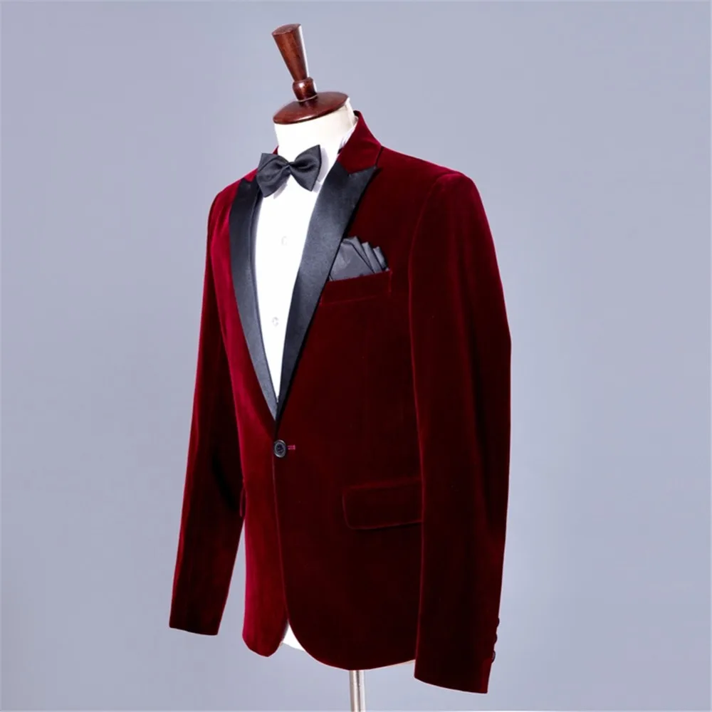 Для мужчин цвет красного вина бархатный блейзер masculino костюм мужской пиджак мужской бордовый с принтом Для мужчин S цветочный блейзер Selected Homme