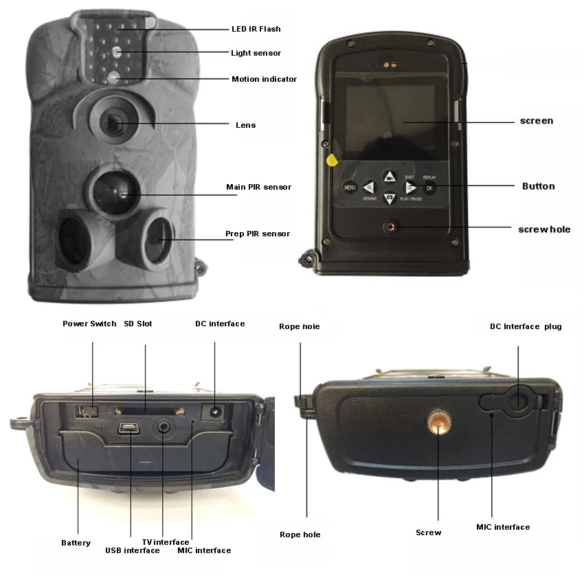 Охотничья камера Литов Желудь стиль LTL-5210A 940nm низкая светящаяся 12MP 1080 P/720 P камера для охоты с ИК для полевой съёмки слежения