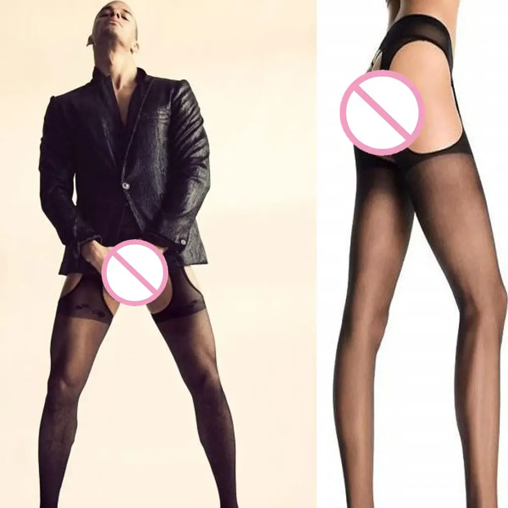 

NEW Men SEXY Transparent Stockings Sexy Men Sheer See Through Mens Pantyhose Open Tights Free Size Black