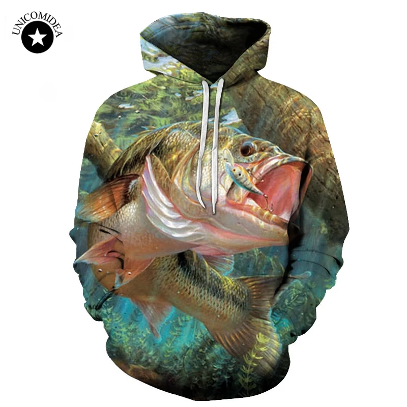 

Funny Mens Hoodie Fish Style Streetwear Thin Sweatshirt 3d Striped Bass Printed Clothing Men Women Animals Hoodies Dropshipping