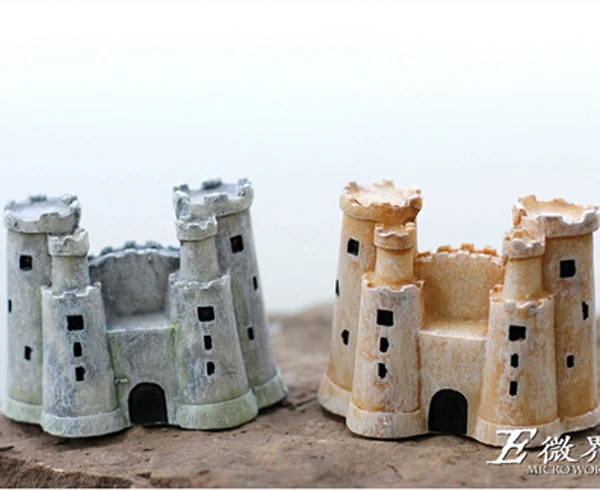 

4pcs Castle sand sculpture fairy garden miniatures resin craft Moss micro landscape decoration stone miniature jardin figurines
