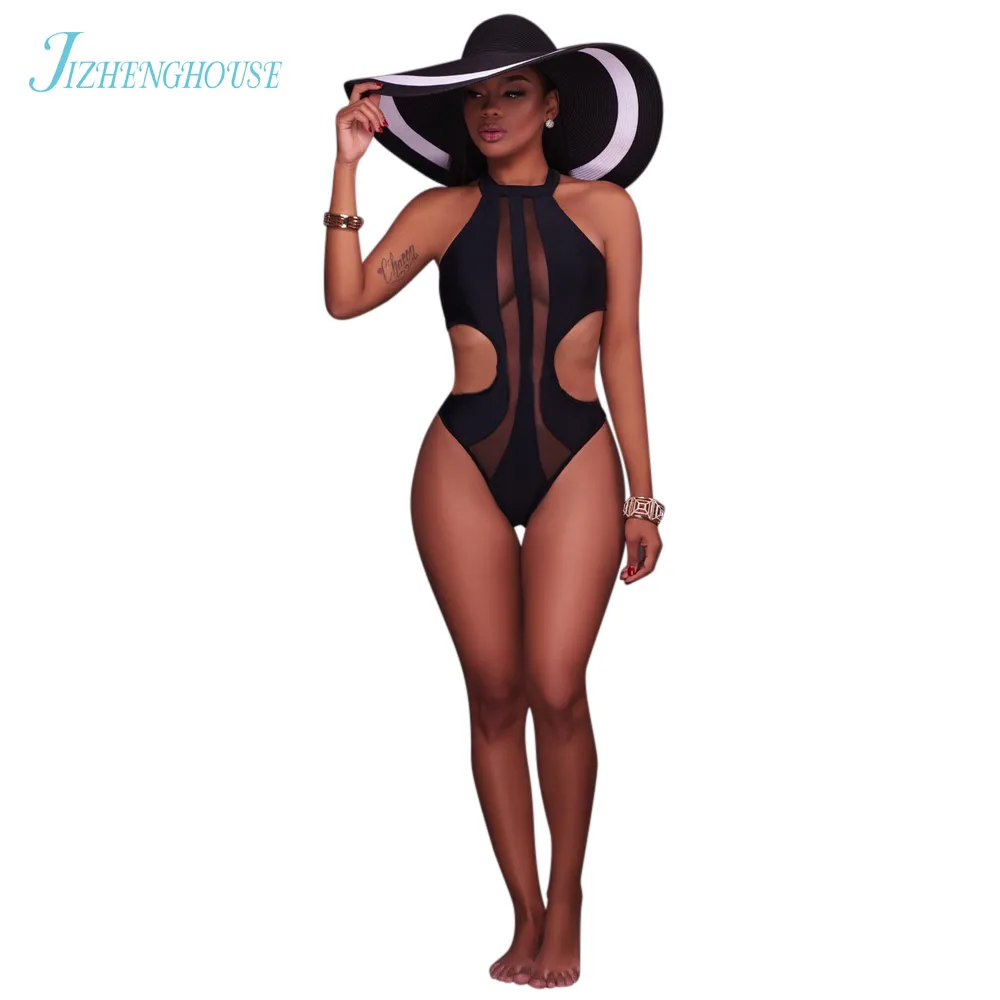 

JIZHENGHOUSE One Piece Women Sexy High Cut Backless Hollow Out Suit Beach Bodysuit