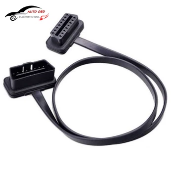 Kopen 60 CM Platte Dunne Als Noodle Kabel OBD OBD2 OBDII 16Pin Man vrouw Auto Accessoires Diagnostic Tool Uitbreiding Connector Kabel 2FT