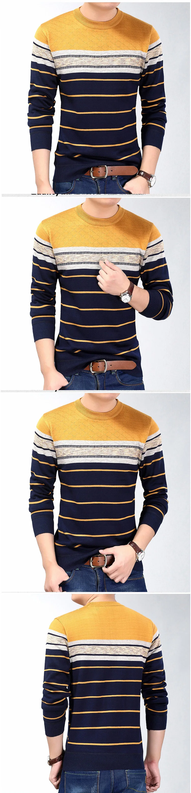 Мода 2019 г. повседневная одежда социального Фитнес Бодибилдинг полосатые футболки для мужчин футболка трикотажная футболка пуловер свитер