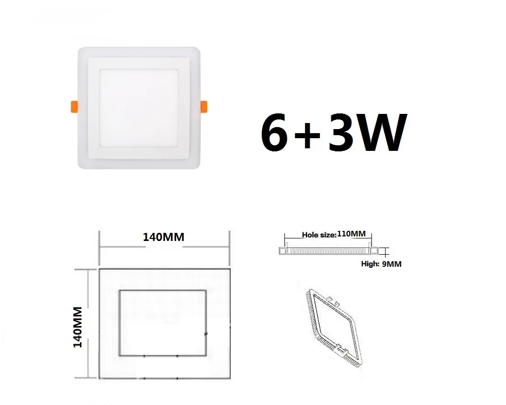 Квадратный светодиодный панельный светильник Встраиваемая кухонная потолочная лампа для ванной светодиодный светильник теплый белый/холодный белый+ RGB с пультом дистанционного управления 8,16 - Испускаемый цвет: 6 and 3W