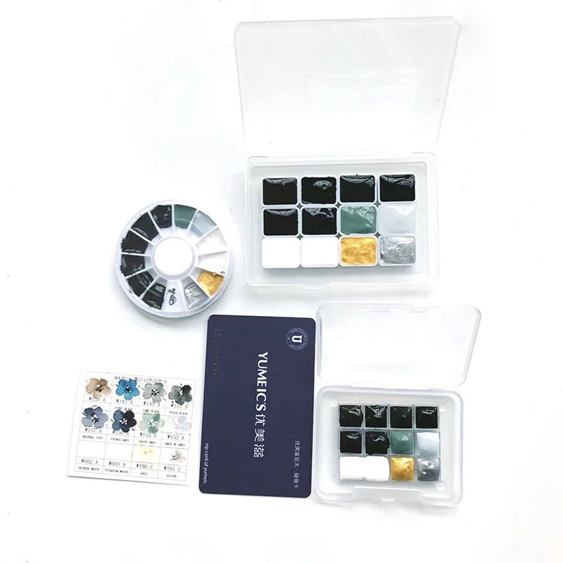 

Japon Holbain Black-white-gray Watercolor Aquarela12-color Ink Background Water Color Pigments Sub-packed Disc 0.5 Ml 1.5 Ml