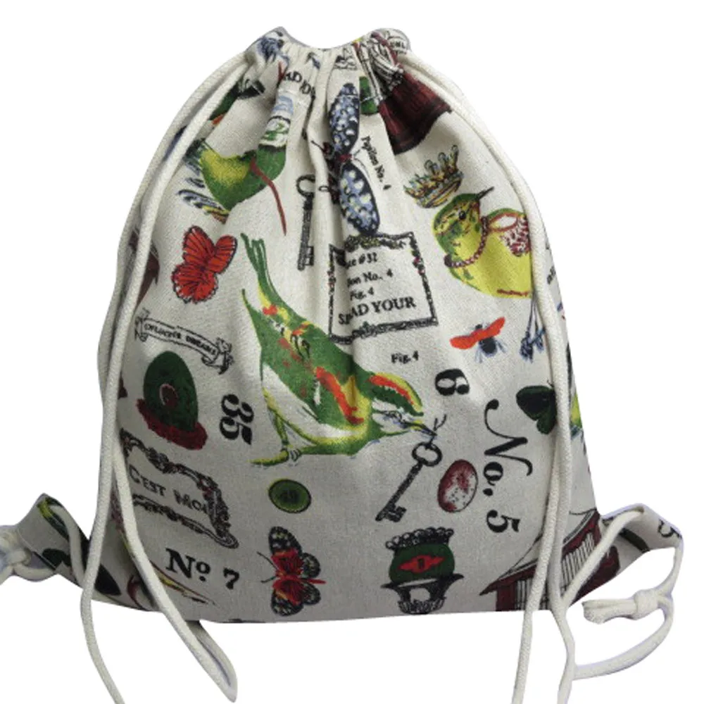 Drawstring сумка милый унисекс рюкзаки Ретро сумка на шнурке с рисунком Рюкзак для женщин Милые 3D Crazy Head печатных мешки с Кулиской