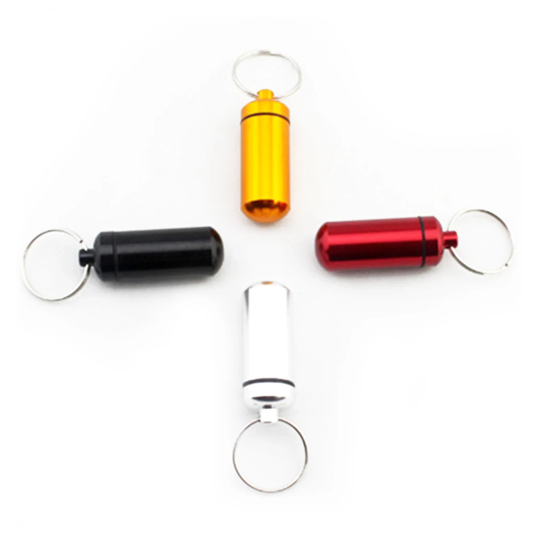 

High Quality Portable Aluminum WaterProof Mini Keychain Tablet Storage Box Bottle Case Holder Pill Box Case Bottle