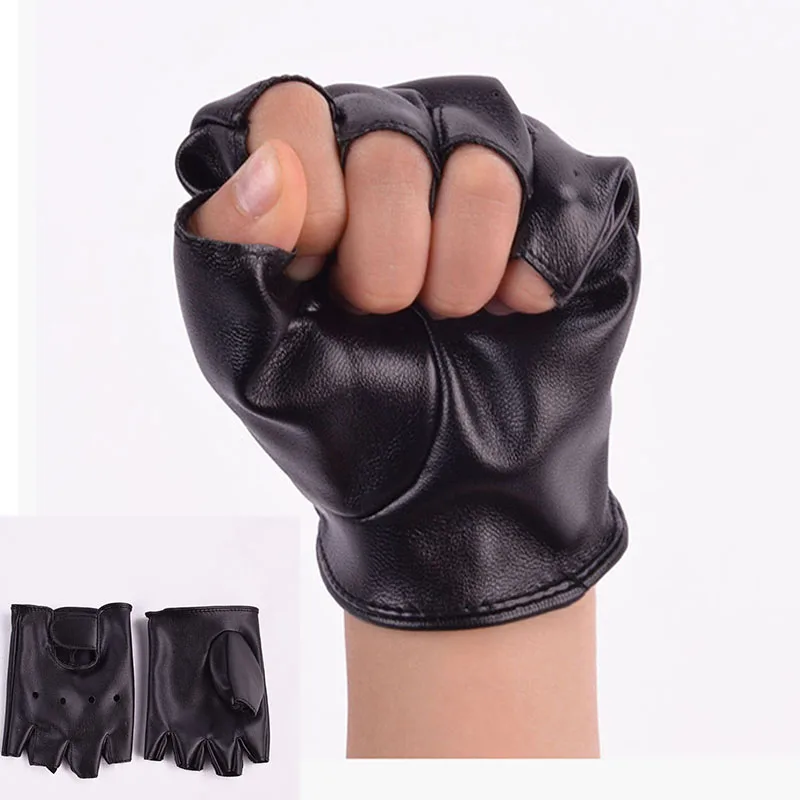 

Kids Boys Gilrs PU Leather Fingerless Gloves Soft Haif Finger Gloves Children Tactical Driving Gloves luva guantes eldiven