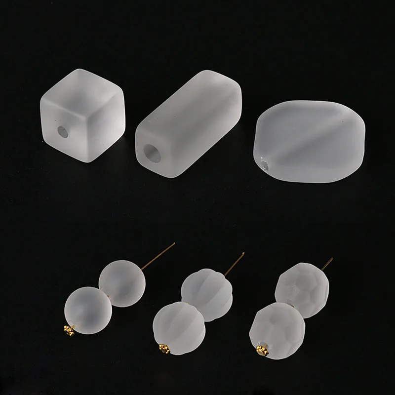

Wholesale 50pcs/Lot Rubber Clear Acrylic Jewelry Beads 3D Cube Square Rectangle Round Watermelon Faceted Loose Ornament Beads