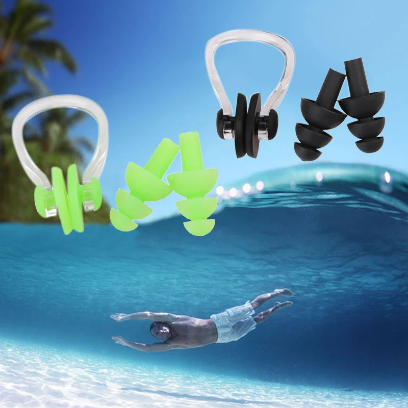 Swimming Nose Clip Silicone Earplugs Water Sports Set Tool Surf Diving Earplug Swimming Pool Accessories
