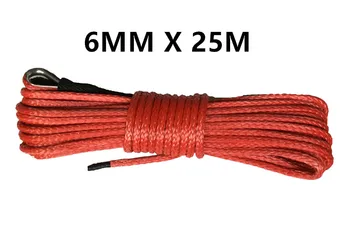 

free shipping 6mm x 25m synthetic winch lines uhmwpe fiber rope with sheath for atv utv car accessories