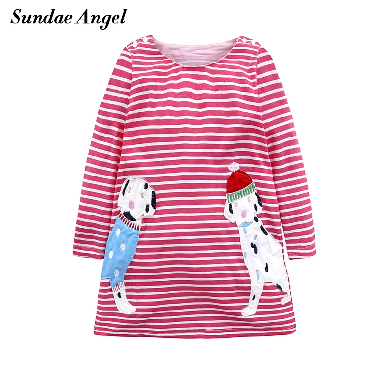 

Sundae Angel Girl Clothes Princess Dress Long Sleeve Round Neck Summer&Autumn Kids Dresses For Girls Animal Pattern Children 2-7