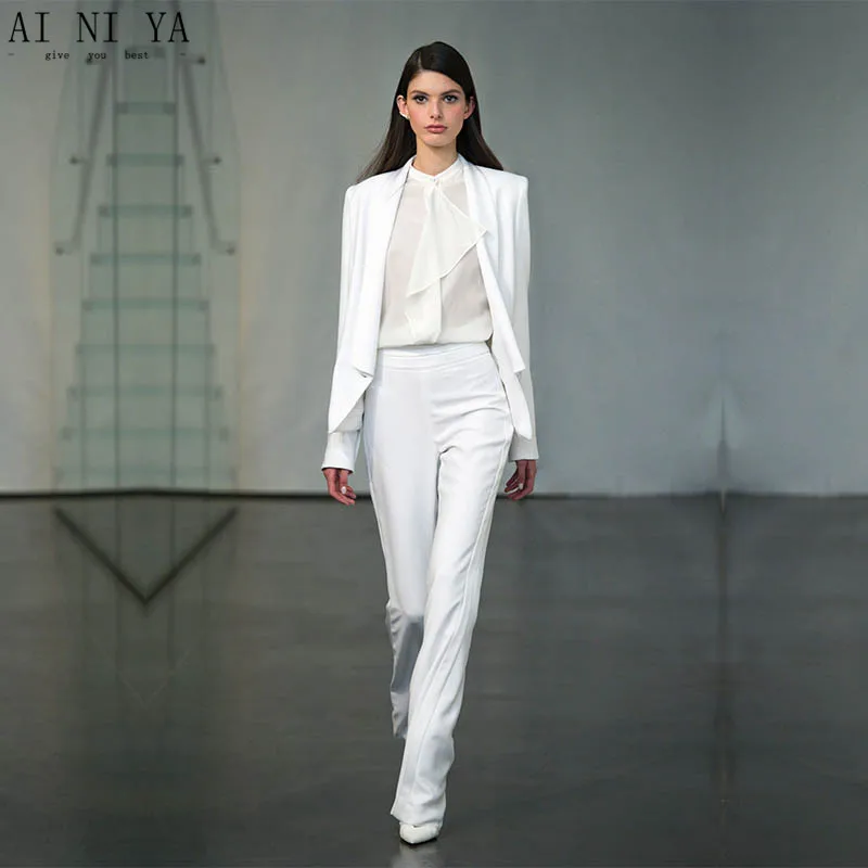 Chaqueta + Pantalones mujer traje de negocios blanco mujer