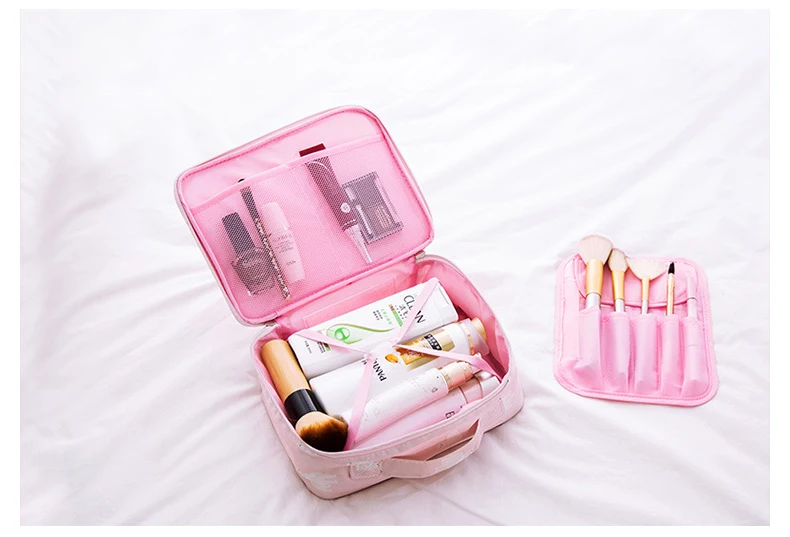 Портативная, для путешествий, косметическая сумка, предметы кейс для макияжа Организатор нарядная сумка для косметических принадлежностей фламинго, кактус Цвет Для женщин Мини Сумки из натуральной кожи