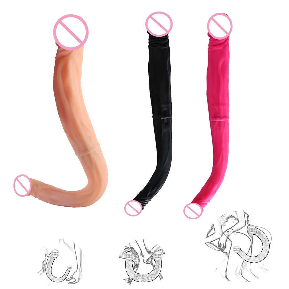 Long Double font b Dildo b font Vibrator Double Penetration Artificial Dual Penis For Woman Lesbian