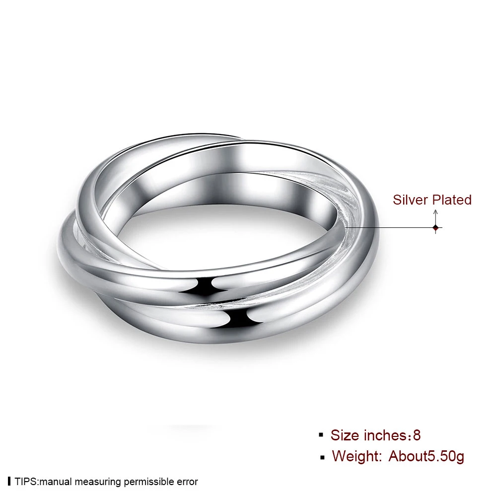 Full Sizes Engagement Rings For Women Silver Plated Fashion Anillos Mujer Jewelry Three Circles Ring Men Top Quality