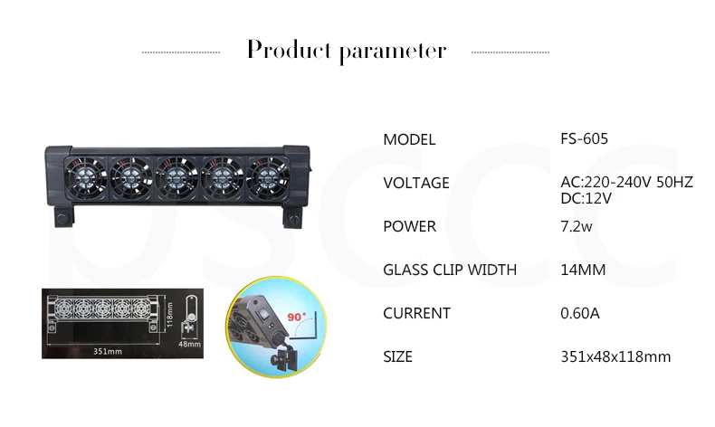 Low Power Consumption Chillers DC12V Cooling Fans Fish tank Marine Ponds Temperature controller 110-230V w/ 360 Rotating Mounter
