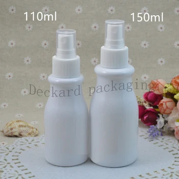 

50pcs 110/150ml White cosmetic spray bottles for cosmetics packaging,110cc empty plastic PET container with mist sprayer pump