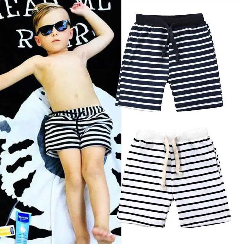 Focusnorm/Детские Летние повседневные шорты для мальчиков; Детские Полосатые укороченные штаны; брюки до колена