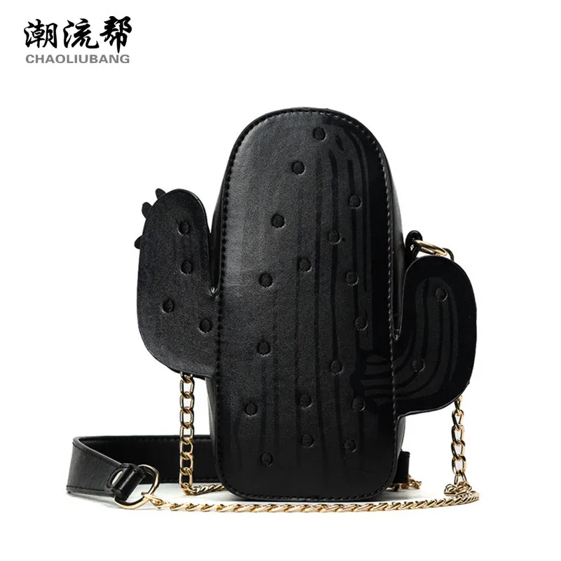 CHAOLIUBANG Novelty women leather handbags cactus shaped mini crossbody