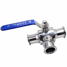 Санитарный 3 Way T port Ball клапан из нержавеющей стали 304 3/" 1" 1-1/" 1-1/2"
