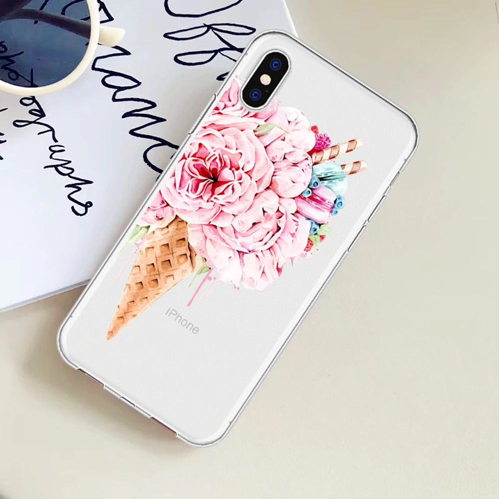 

Flower Silicone Phone Case For iPhone 7 8 Plus XS MAX XR Transparent Floral Cover For iPhone X 6 6S Plus 5 SE Soft Phone Cover
