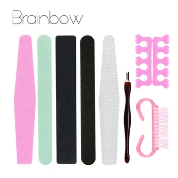 

Brainbow 8pcs/Pack Manicure Tools Set&Kit Nail File Buffer Sanding File Polishing Brush Dead Skin Fork Foam EVA Finger Separator