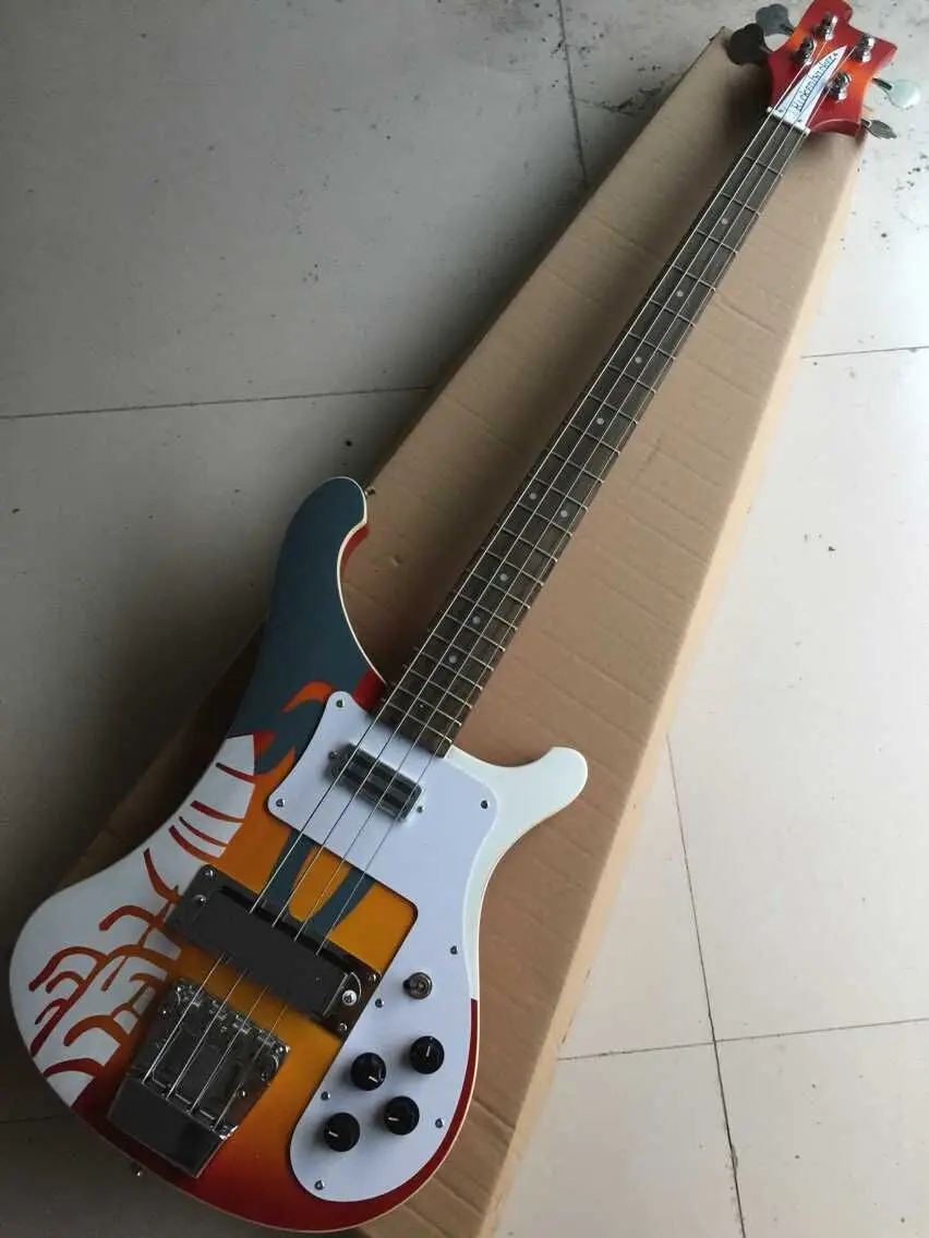 

wholesale High Quality Custom colored design 4003 VSunburst 4 Strings Rick BASS Guitar with dot inlays Free Shipping 1-6