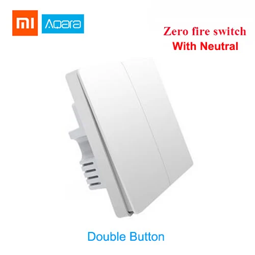 Умный настенный светильник Xiaomi Aqara, беспроводной переключатель Zigbee, нейтральный провод, светильник с нулевой линией, с помощью приложения для телефона - Цвет: wall double key N