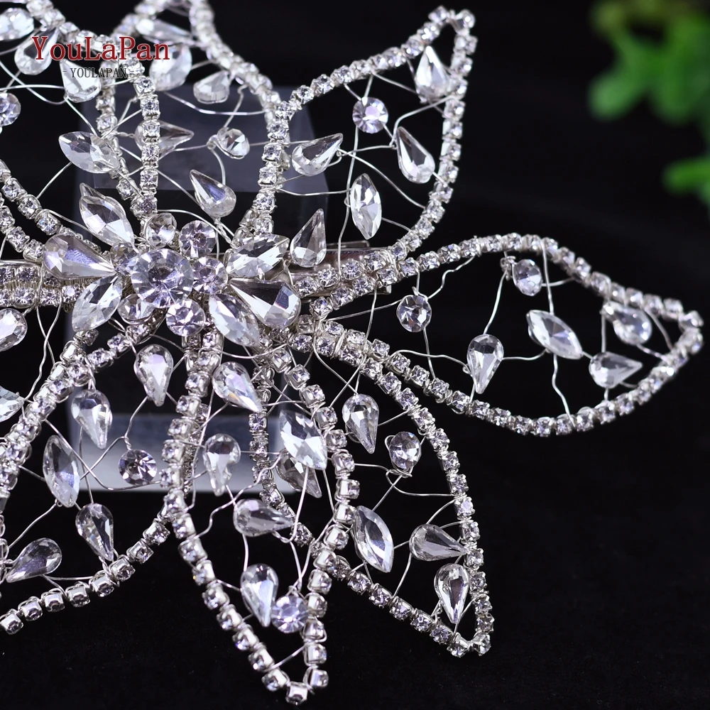YouLaPan HP248 роскошный серебряный ободок с большим цветком Кристалл для женщин Ювелирная тиара ручной работы головные уборы Свадебная вечеринка аксессуары для волос
