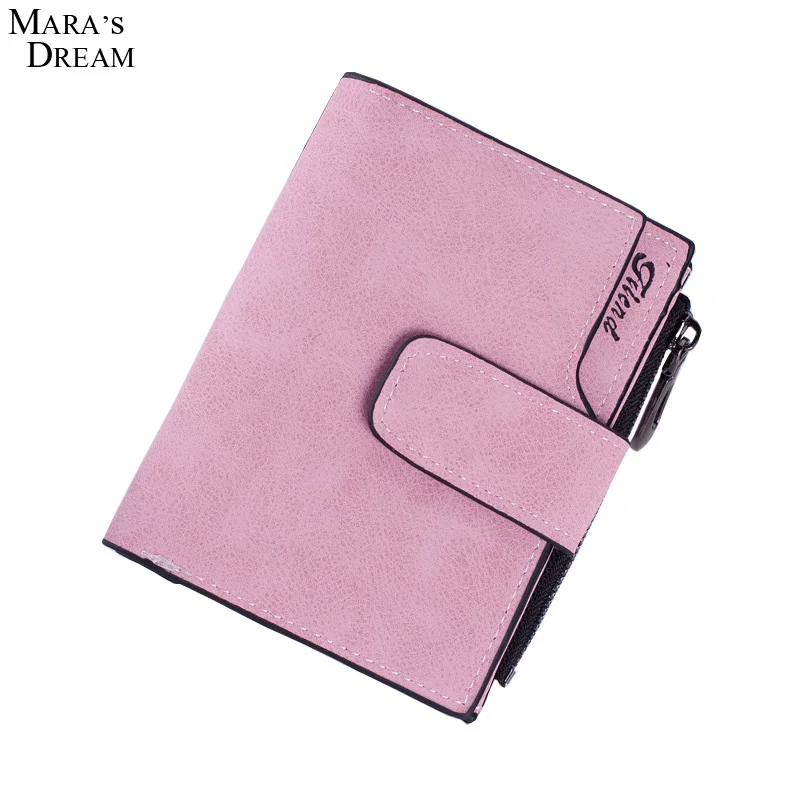 

Mara's Dream Lady Short Clutch Wallet Solid Color Letter Snap Fastener Zipper Vintage Matte Women Small Short Wallet Purse