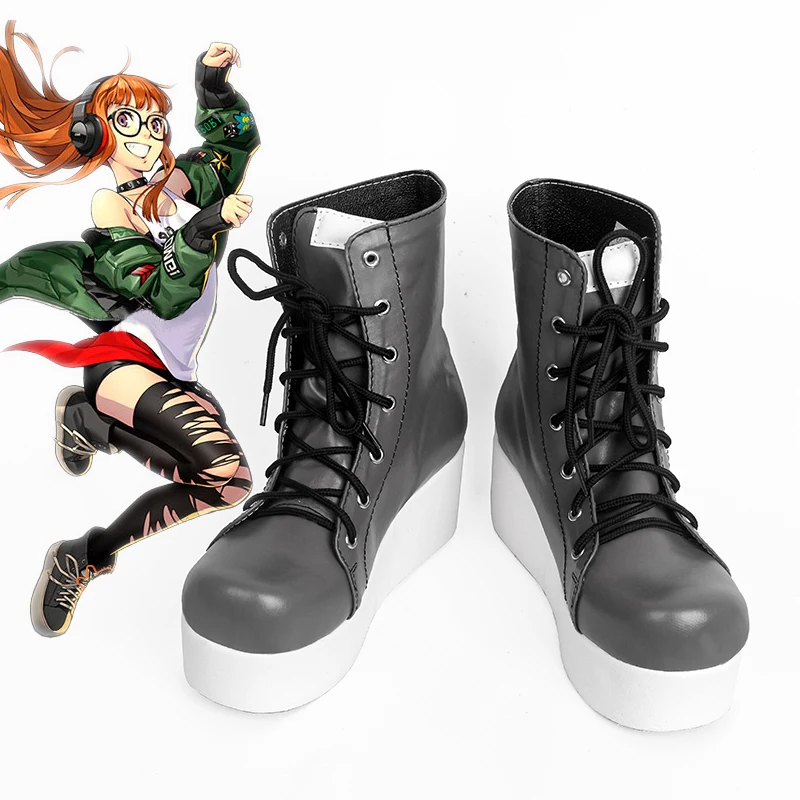 Game Persona5 Futaba Sakura Cosplay Costume Shoes Halloween Black Platform Boots Unisex Customized New | Тематическая одежда и