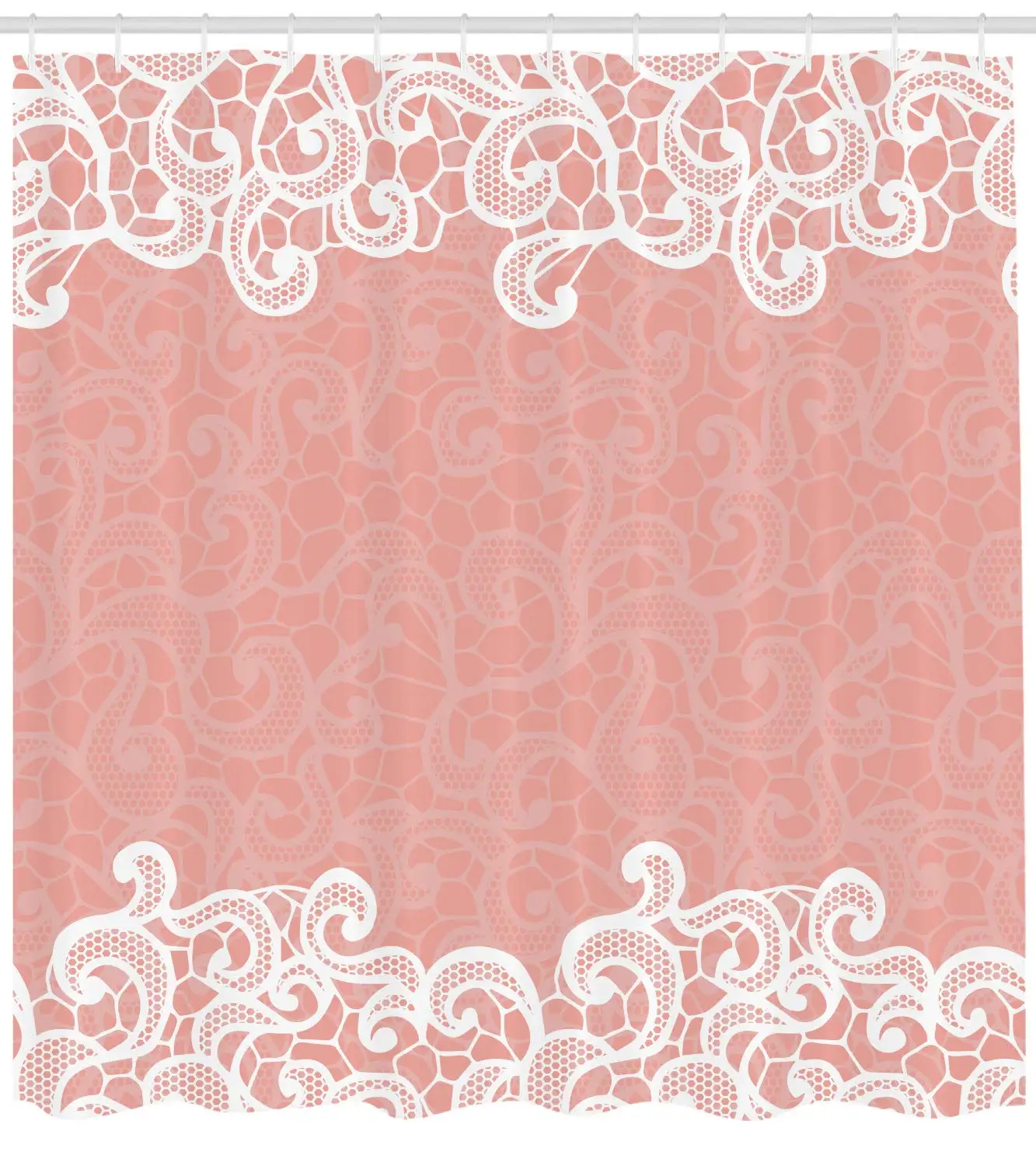 peach colored shower curtain