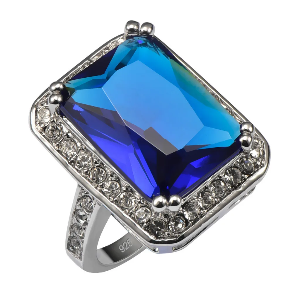 

Hot Sale Exquisite Blue Crystal Zircon 925 Sterling Silver Good Quality Ring Beautiful Jewelry Size 7 8 9 10 11 F1559