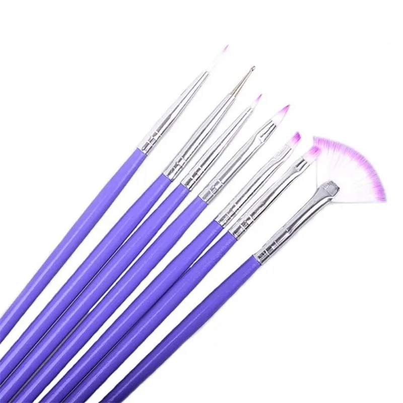 

100sets 7Pcs Nail Brush Set Purple Nail Art Brushes Painting Design UV Polish brush Tool G0154XX Makartt