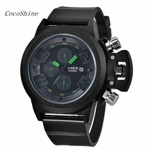 CocoShine B-112 Mens De Mode De Silice Sport Date Chronographe Analogique Quartz Montre-Bracelet Étanche en gros Livraison gratuite