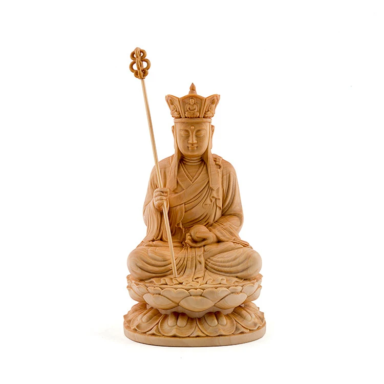 

Boutique Sitting Lotus Tibetan king Buddha statue Ksitigarbha Buddhism, Zen Eastern folk practices. hand carving Dharma decor