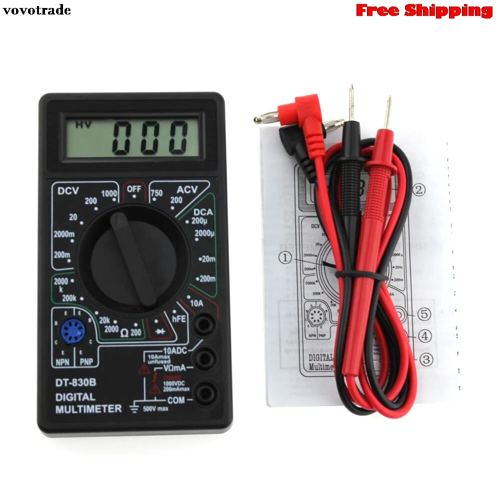 

vovotrade DT830B LCD Digital Multimeter Voltmeter Ammeter AC DC Voltage OHM Circuit Tester Overload Protection Free Shipping