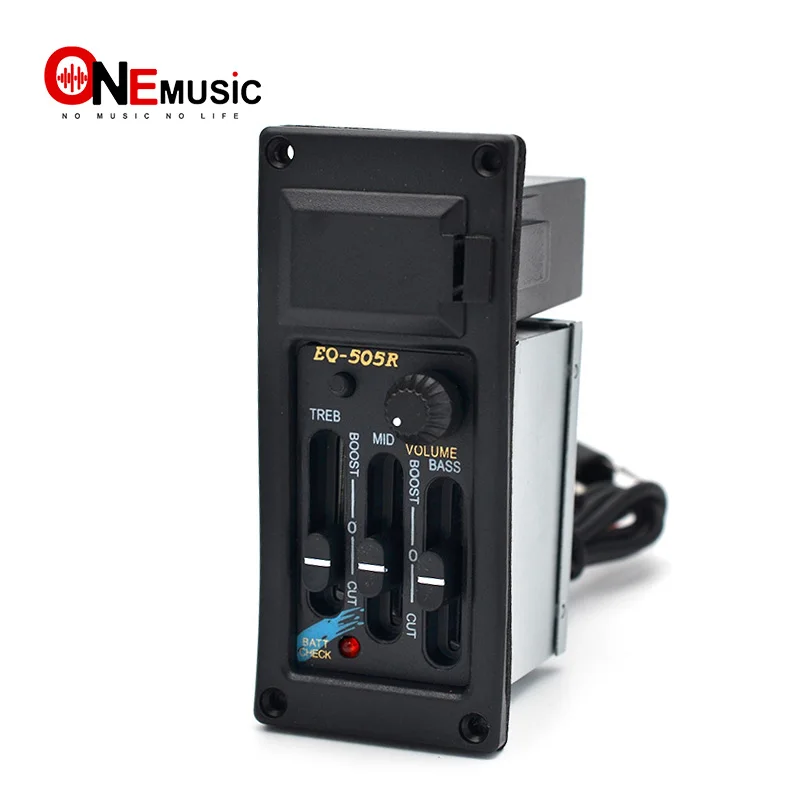 

3 Band Right Hand EQ-505R Acoustic Guitar EQ Equalizer Preamp Amplifier Guitar Pickup with 6.5MM Output Black Guitar Part