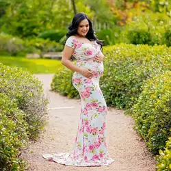 Новое Цветочное платье макси для беременных для фотосессий длинные Материнские реквизиты для фотосессии платье для беременных