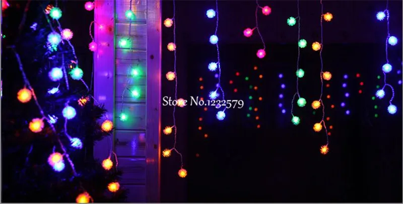 Многоцветный 4 м 100 светодиодный Снежный шар, Эдельвейс, занавески, гирлянды, рождественские, свадебные, праздничные, садовые украшения