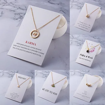 

With Card Alloy Circle Ball Stars Necklace Infinity Love Horse Gold-color Shorts Clavicle Chains Fashion Necklaces & Pendants
