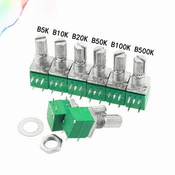 

5PCS 5pin RV097NS single linked potentiometer B10K with a switch audio / power amplifier /sealing potentiometer handle 15mm