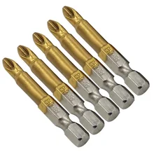 Высококачественные 5 шт. с титановым покрытием PH2 противоскользящие биты электрическая отвертка Биты 1/" шестигранный хвостовик для ремонтных работ 50 мм