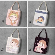 Молочная девочка мультфильм студенческая печатная переработанная Холщовая Сумка для покупок большая емкость настроить Tote Модные женские повседневные сумки на плечо
