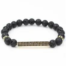 FAITHEASY 8 мм вулканический камень Микро Вставка Черный Цирконий камень полосная труба части браслет мужчины и женщины украшение на нитке