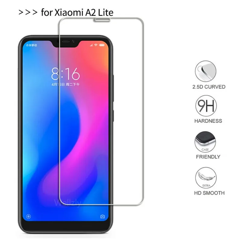 9H Tempered Glass for Xiaomi Mi A2 Lite Screen Protector For A2Lite 5.84 Global Version 2.5D Protective Film | Мобильные телефоны и
